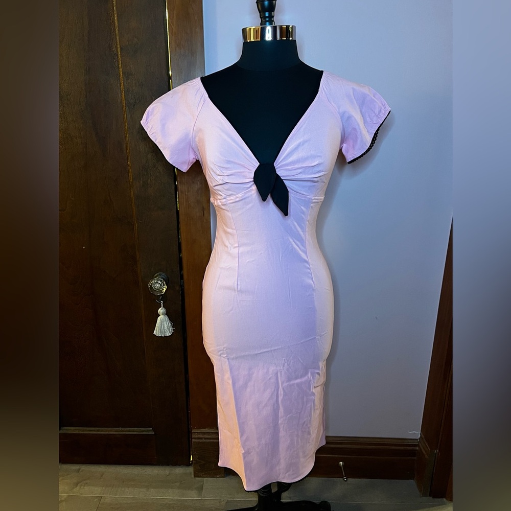 Vintage Pinup Couture size L pink pencil dress
